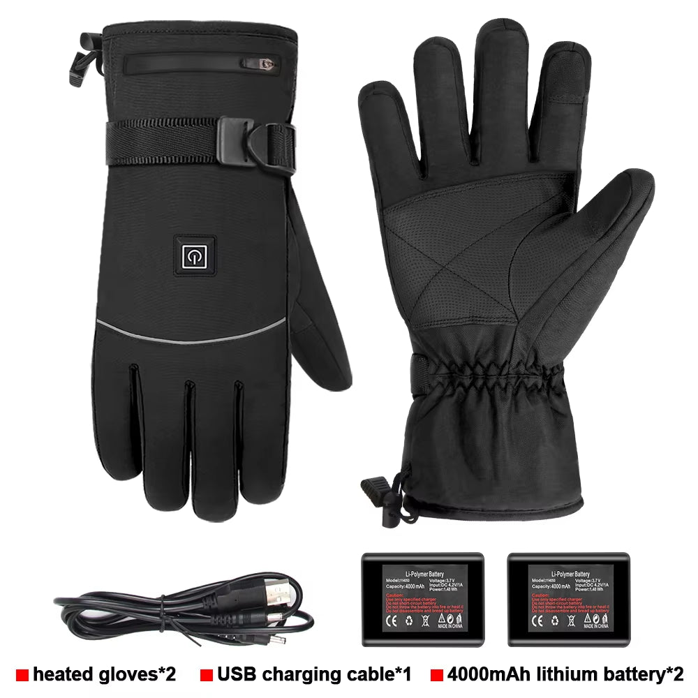 Motorcycle Heated Gloves Winter Warm Heated Gloves Skiing Snowboarding Waterproof Touch Screen Motorcyclist Heated Gloves
