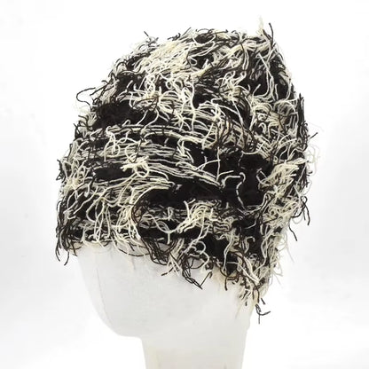 2024 New Hip Hop Balaclava Distressed Knitted Caps Full Face Ski Mask Women Outdoor Camouflage Fuzzy Ski Balaclava Beanies Hat